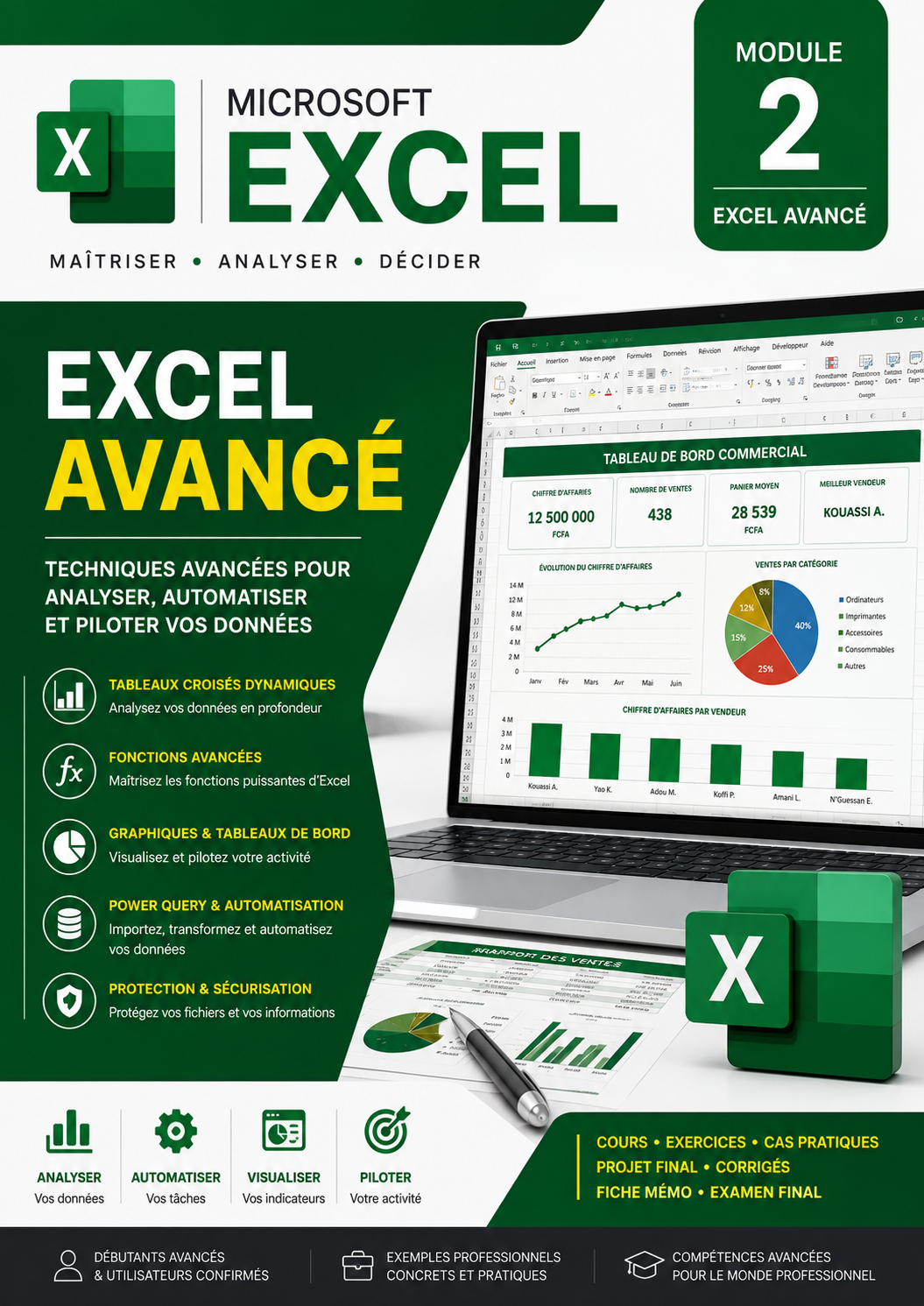 Couverture du livre Formation Excel Module 2 - Avancé